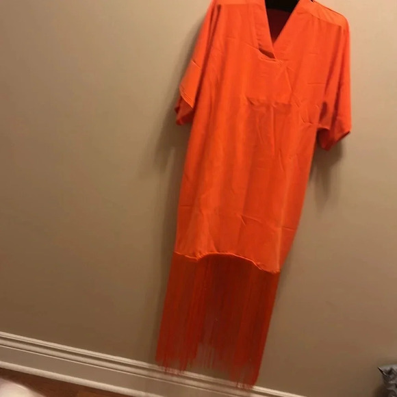 ZIXLUXE Fashion Loose Fit half Fringe Kaftan | | maxi V neck dress - Picture 10 of 14